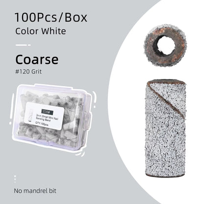 3Mm Small Sanding Bands for Nail Drill Mini Sand Band File Polishing Nails Cuticle Clean No Stainless Steel Mandrel Bit