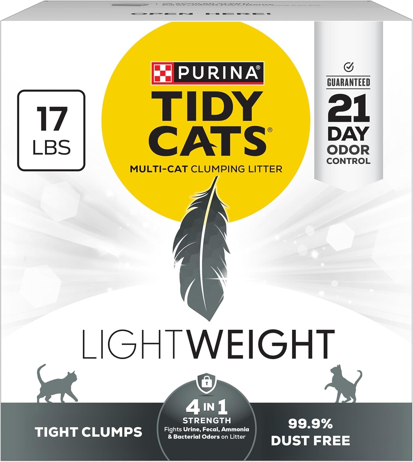 Purina  Lightweight 4-In-1 Strength Multi-Cat, Odor Control, Clumping, 99.9 Percent Dust Free Cat Litter - 17 Lb. Box