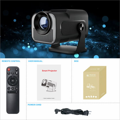 Hy-320Mini Portable Newly Native 720P Allwinner H713 Android11 4K Projector 320ANSI Wifi6 BT5.0 Cinema Outdoor Rotable Projector