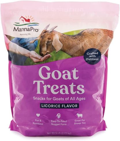 Goat Treats, Licorice Flavor, Nutritious Goat Snacks with Oatmeal, Great Goat Supplements Alternative, Ideal for Goats, Sheep & Small Livestock, 6 Lb