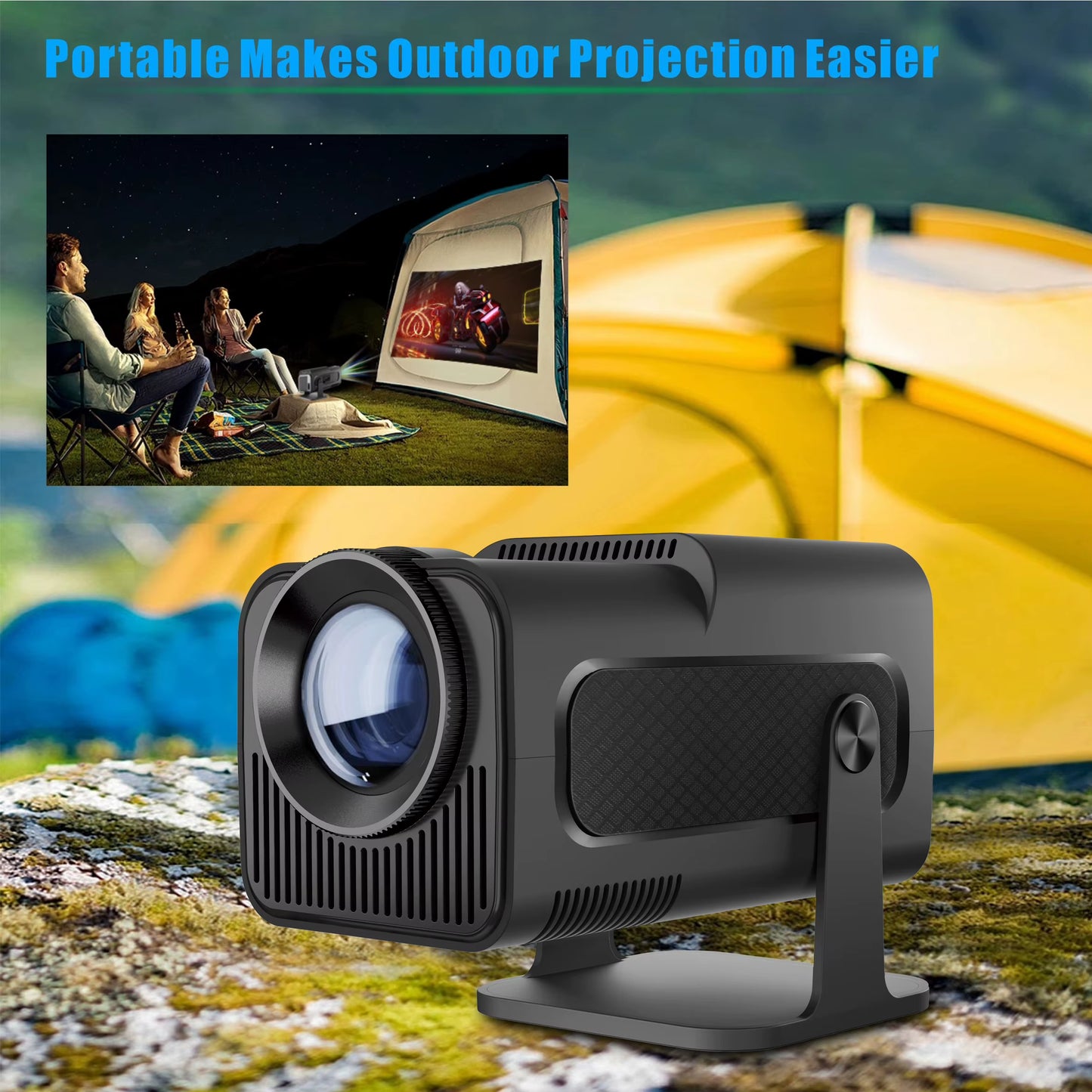 Hy-320Mini Portable Newly Native 720P Allwinner H713 Android11 4K Projector 320ANSI Wifi6 BT5.0 Cinema Outdoor Rotable Projector