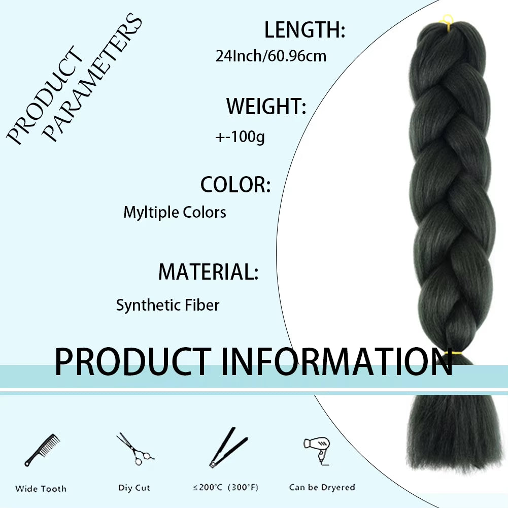 24 Inches DIY Jumbo Braiding Hair Synthetic Hair Extensions Afro Ombre Crochet Braid Hair Wholesale for Women