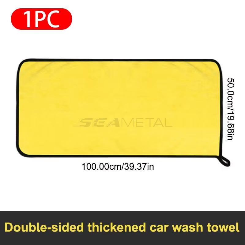 SEAMETAL Microfiber Car Washing Towel 400GSM Double-Sided Coral Velvet Clean Towels High Water Absorption Car Wash Drying Cloth