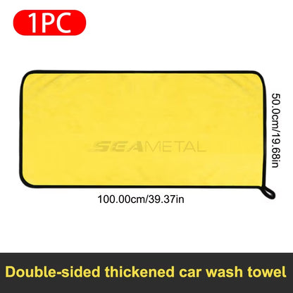 SEAMETAL Microfiber Car Washing Towel 400GSM Double-Sided Coral Velvet Clean Towels High Water Absorption Car Wash Drying Cloth