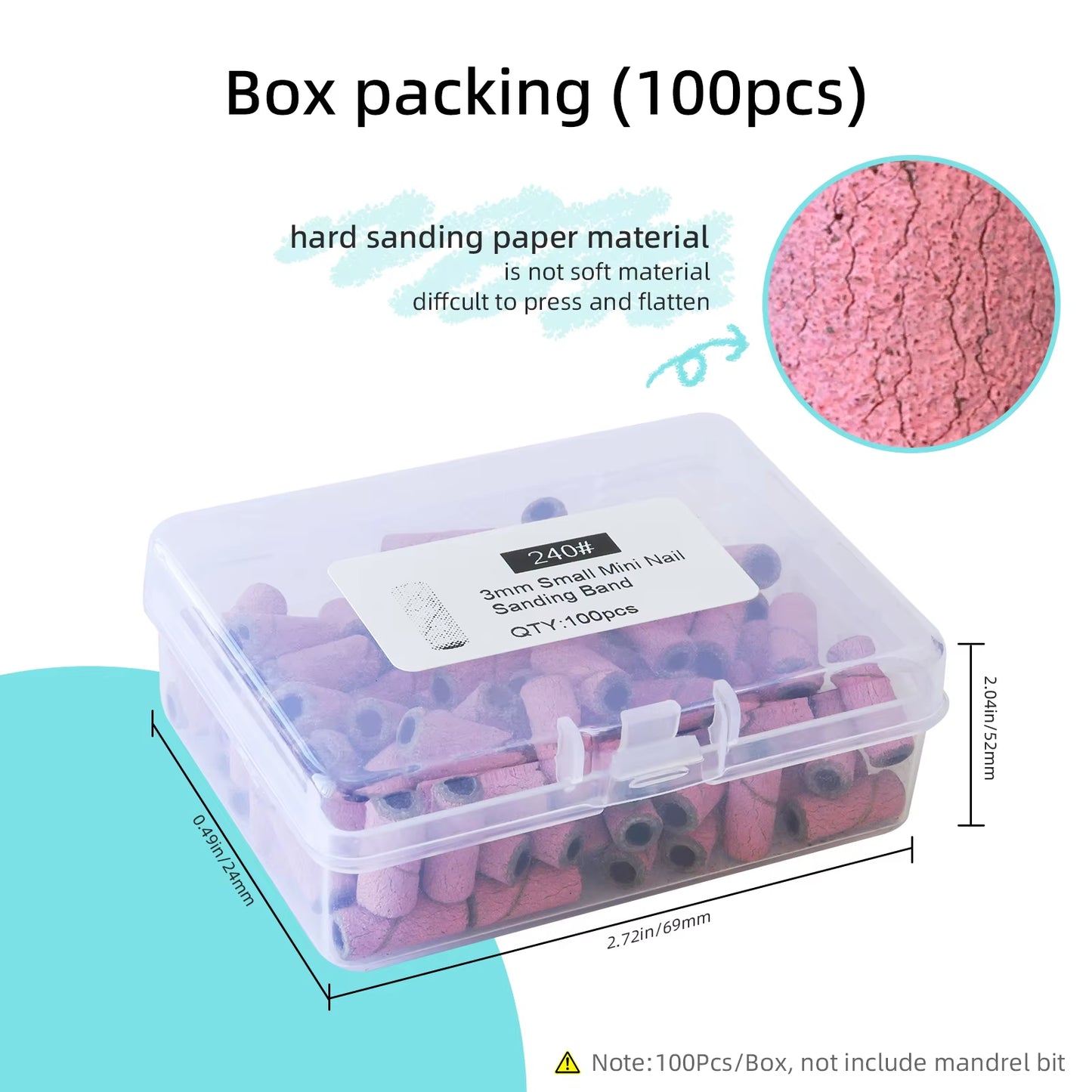 3Mm Small Sanding Bands for Nail Drill Mini Sand Band File Polishing Nails Cuticle Clean No Stainless Steel Mandrel Bit