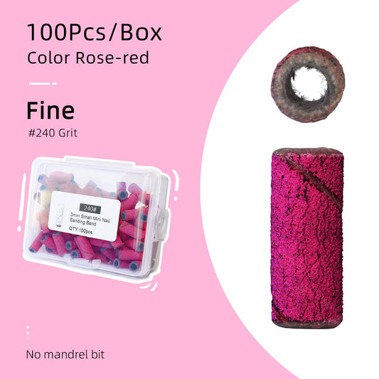 3Mm Small Sanding Bands for Nail Drill Mini Sand Band File Polishing Nails Cuticle Clean No Stainless Steel Mandrel Bit