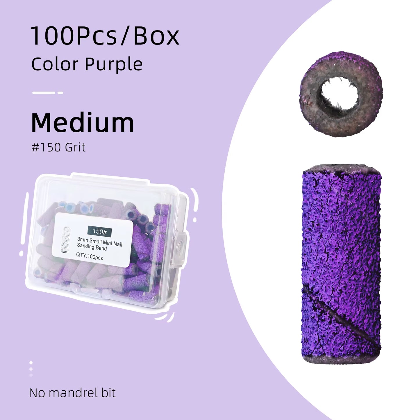 3Mm Small Sanding Bands for Nail Drill Mini Sand Band File Polishing Nails Cuticle Clean No Stainless Steel Mandrel Bit