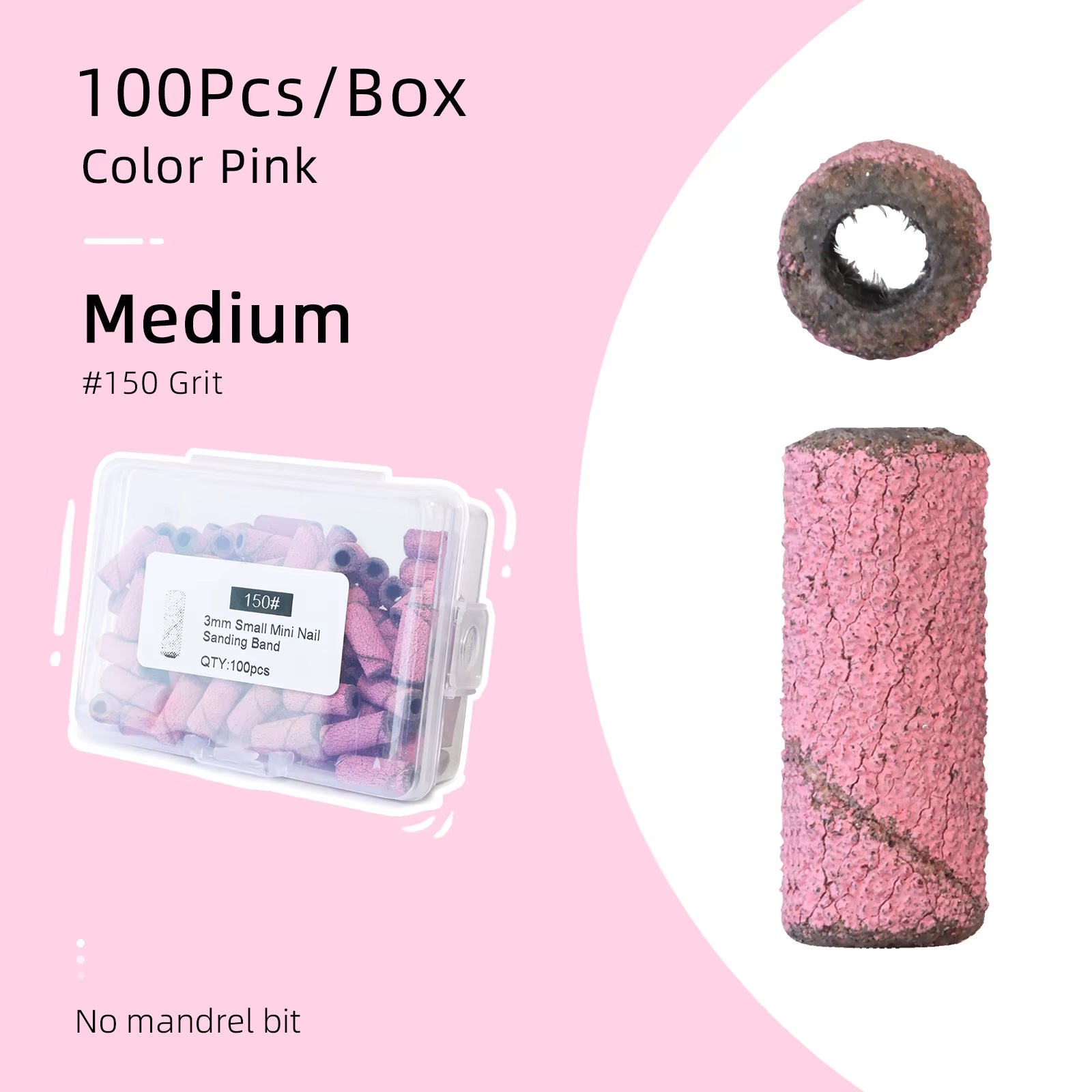 3Mm Small Sanding Bands for Nail Drill Mini Sand Band File Polishing Nails Cuticle Clean No Stainless Steel Mandrel Bit