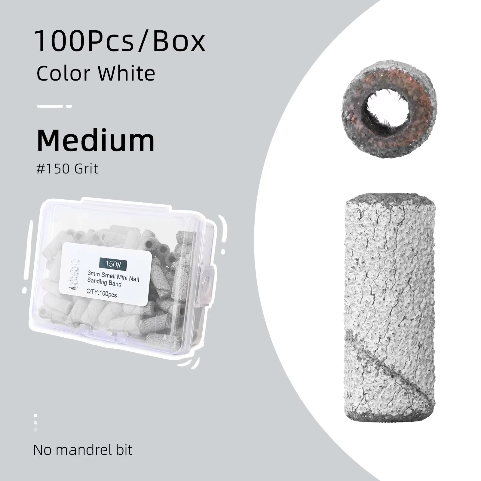 3Mm Small Sanding Bands for Nail Drill Mini Sand Band File Polishing Nails Cuticle Clean No Stainless Steel Mandrel Bit