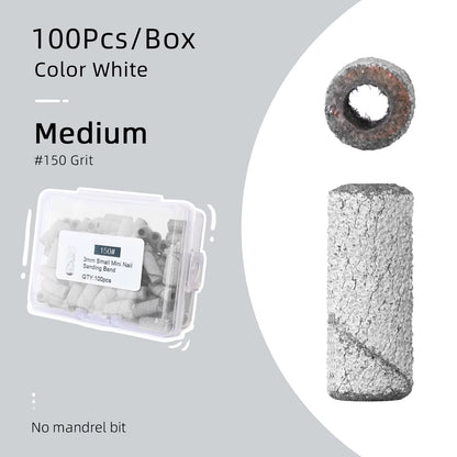 3Mm Small Sanding Bands for Nail Drill Mini Sand Band File Polishing Nails Cuticle Clean No Stainless Steel Mandrel Bit