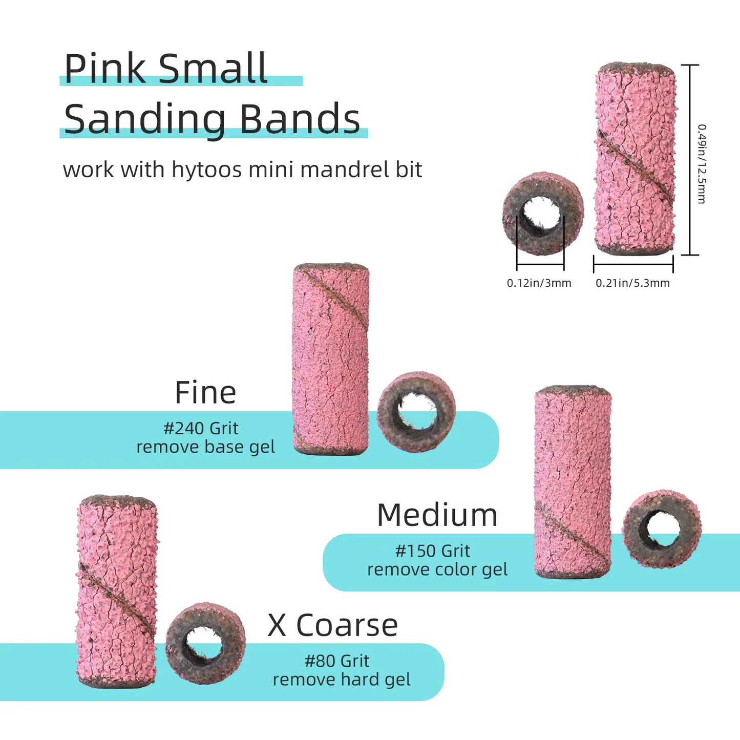 3Mm Small Sanding Bands for Nail Drill Mini Sand Band File Polishing Nails Cuticle Clean No Stainless Steel Mandrel Bit