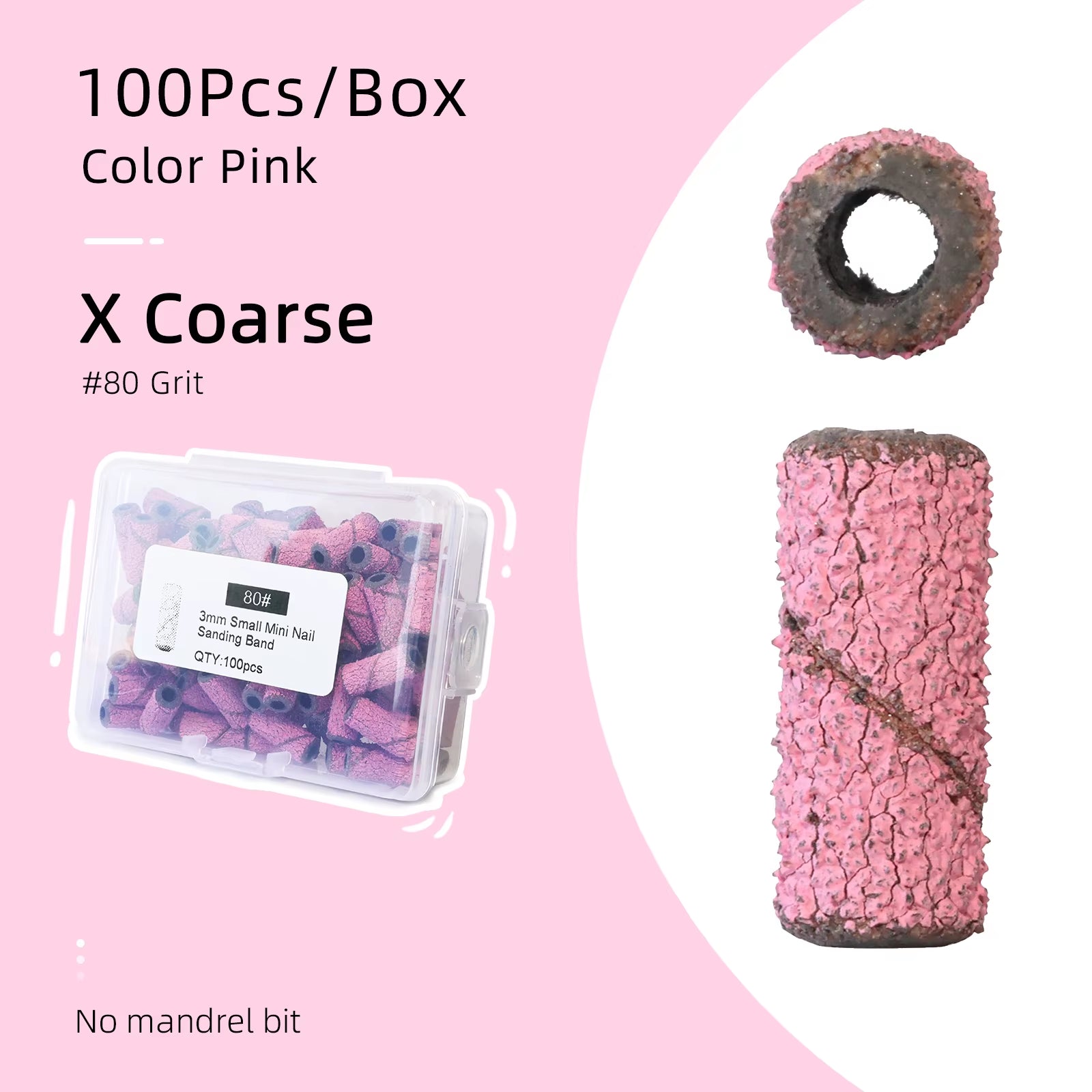 3Mm Small Sanding Bands for Nail Drill Mini Sand Band File Polishing Nails Cuticle Clean No Stainless Steel Mandrel Bit