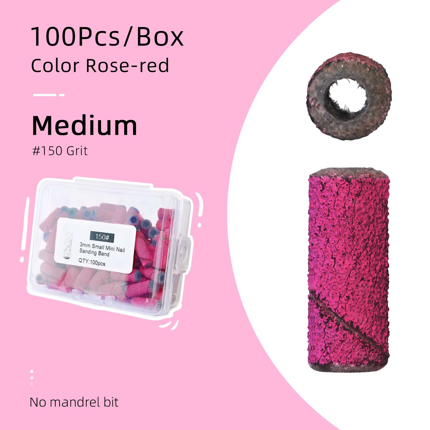 3Mm Small Sanding Bands for Nail Drill Mini Sand Band File Polishing Nails Cuticle Clean No Stainless Steel Mandrel Bit