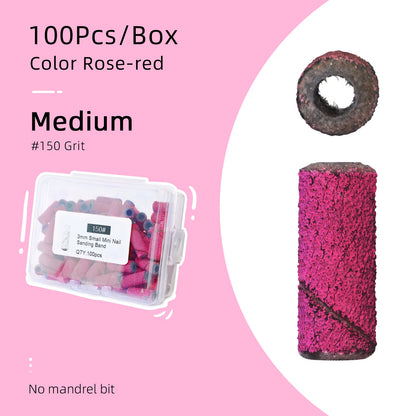 3Mm Small Sanding Bands for Nail Drill Mini Sand Band File Polishing Nails Cuticle Clean No Stainless Steel Mandrel Bit