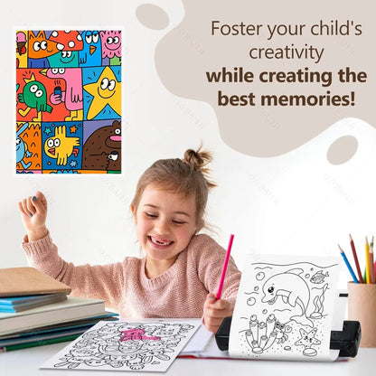 A4 Wireless Bluetooth PDF Printer Mini Portable Thermal Mobile Maker for Home Office PDF Photo Print with 50Pcs Thermal Paper