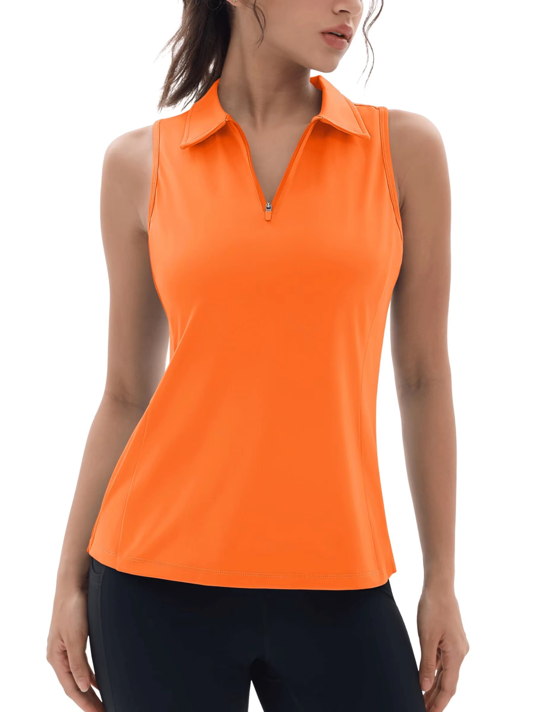 UPF50+ Quick Dry Polo Shirts Womens Summer Golf Sleeveless Workout Tees Sun UV Protection Outdoor Fitness Gym Tank Tops