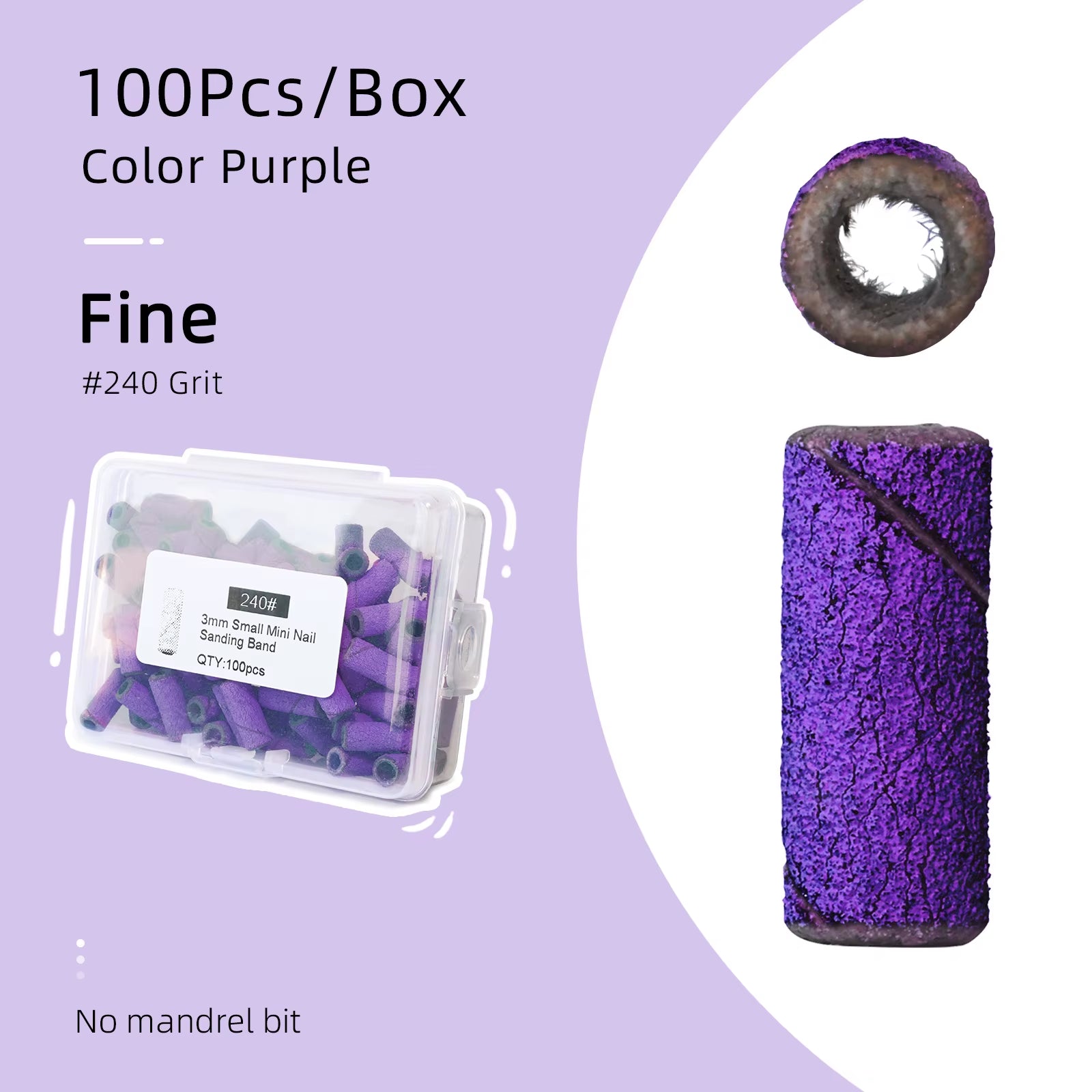 3Mm Small Sanding Bands for Nail Drill Mini Sand Band File Polishing Nails Cuticle Clean No Stainless Steel Mandrel Bit