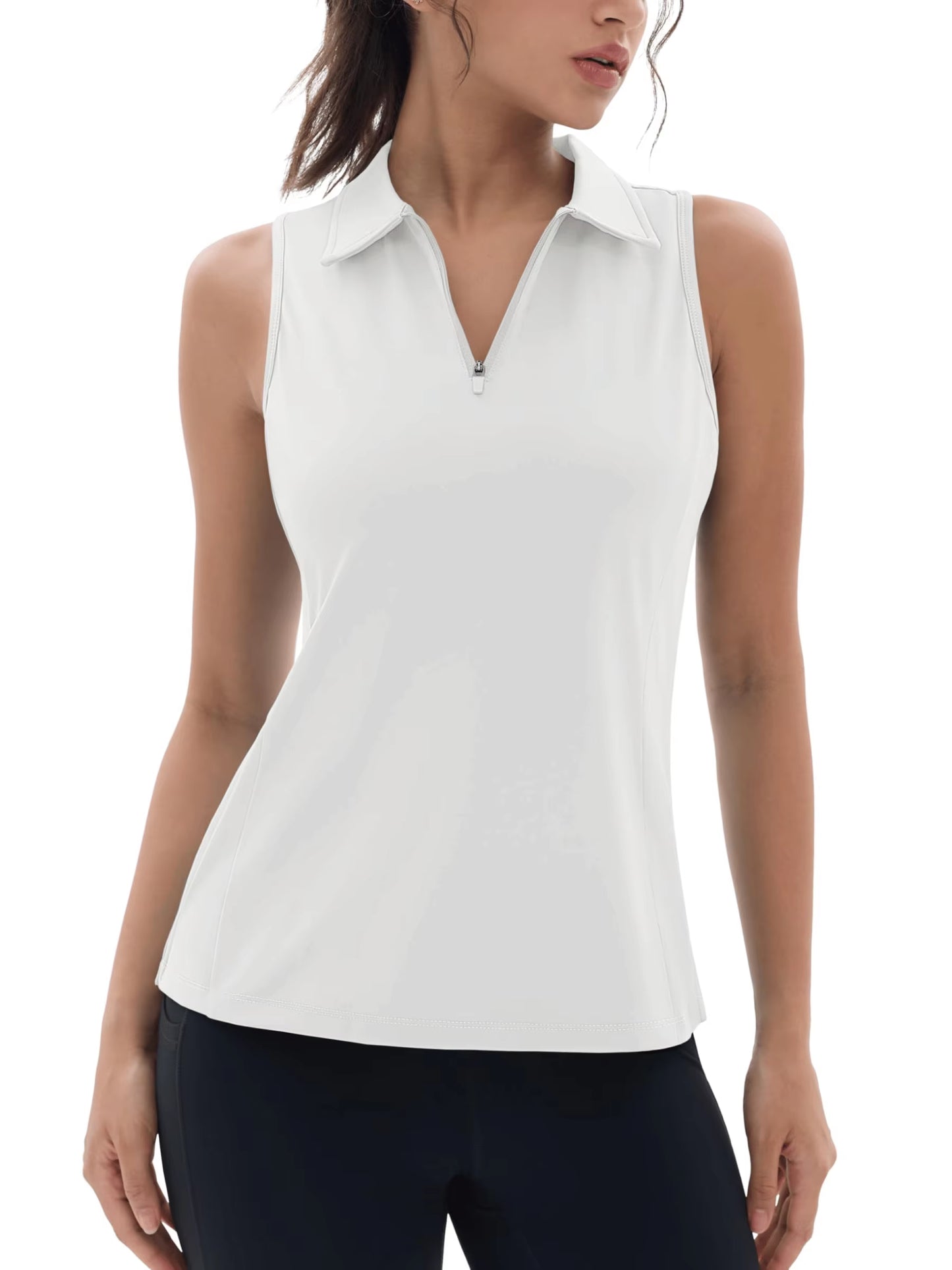 UPF50+ Quick Dry Polo Shirts Womens Summer Golf Sleeveless Workout Tees Sun UV Protection Outdoor Fitness Gym Tank Tops
