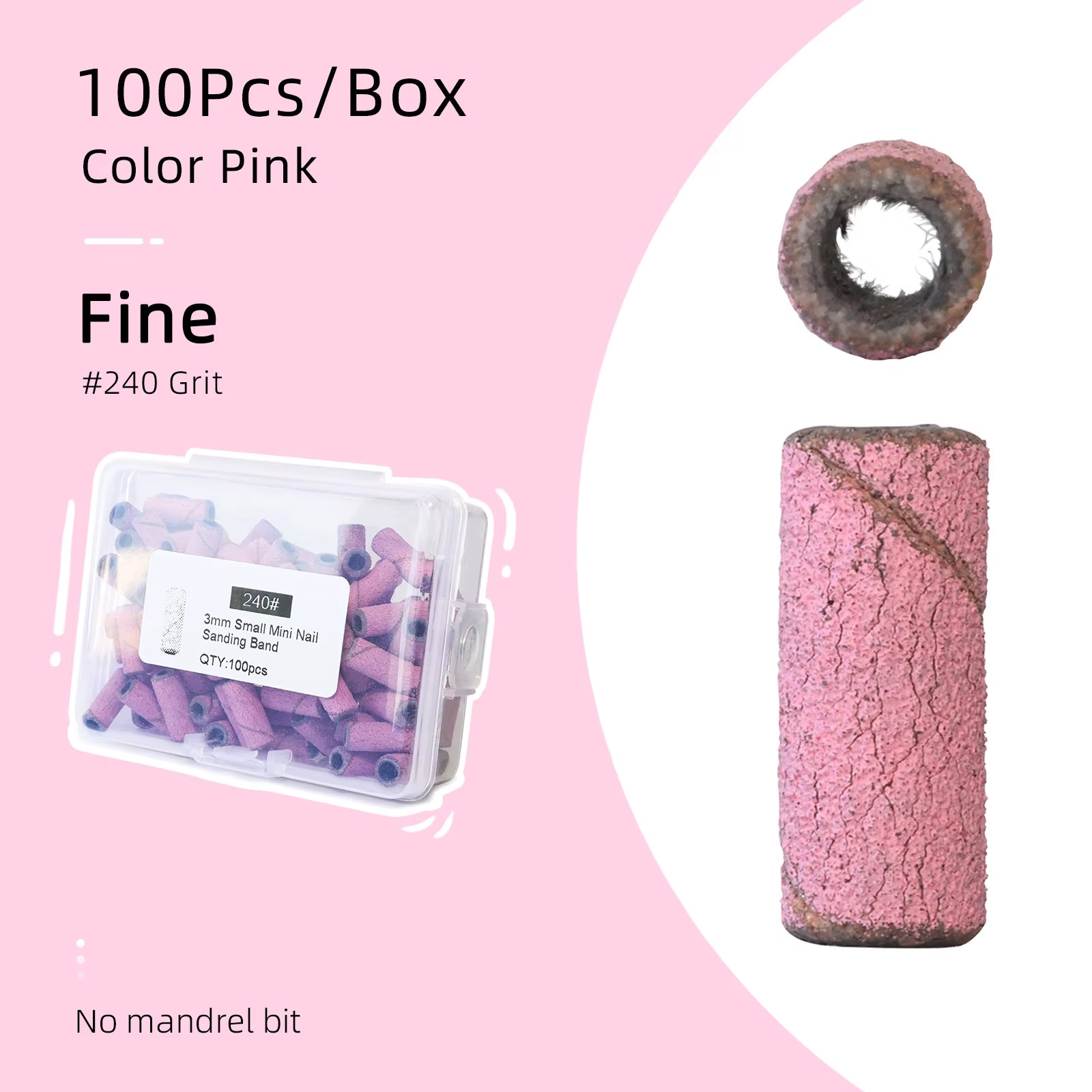 3Mm Small Sanding Bands for Nail Drill Mini Sand Band File Polishing Nails Cuticle Clean No Stainless Steel Mandrel Bit