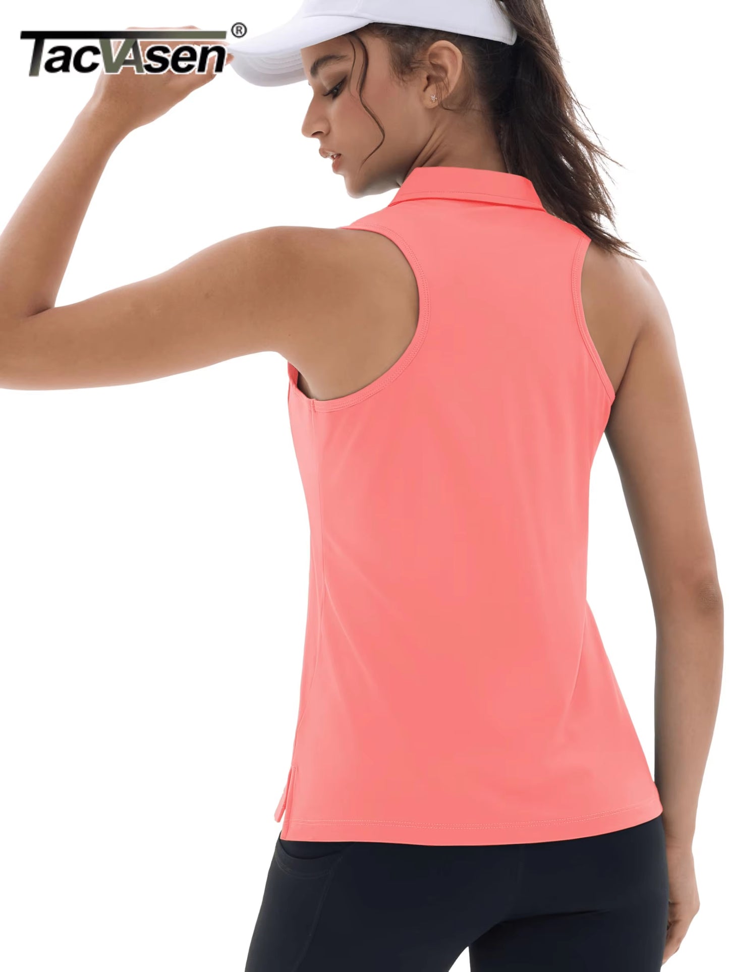 UPF50+ Quick Dry Polo Shirts Womens Summer Golf Sleeveless Workout Tees Sun UV Protection Outdoor Fitness Gym Tank Tops