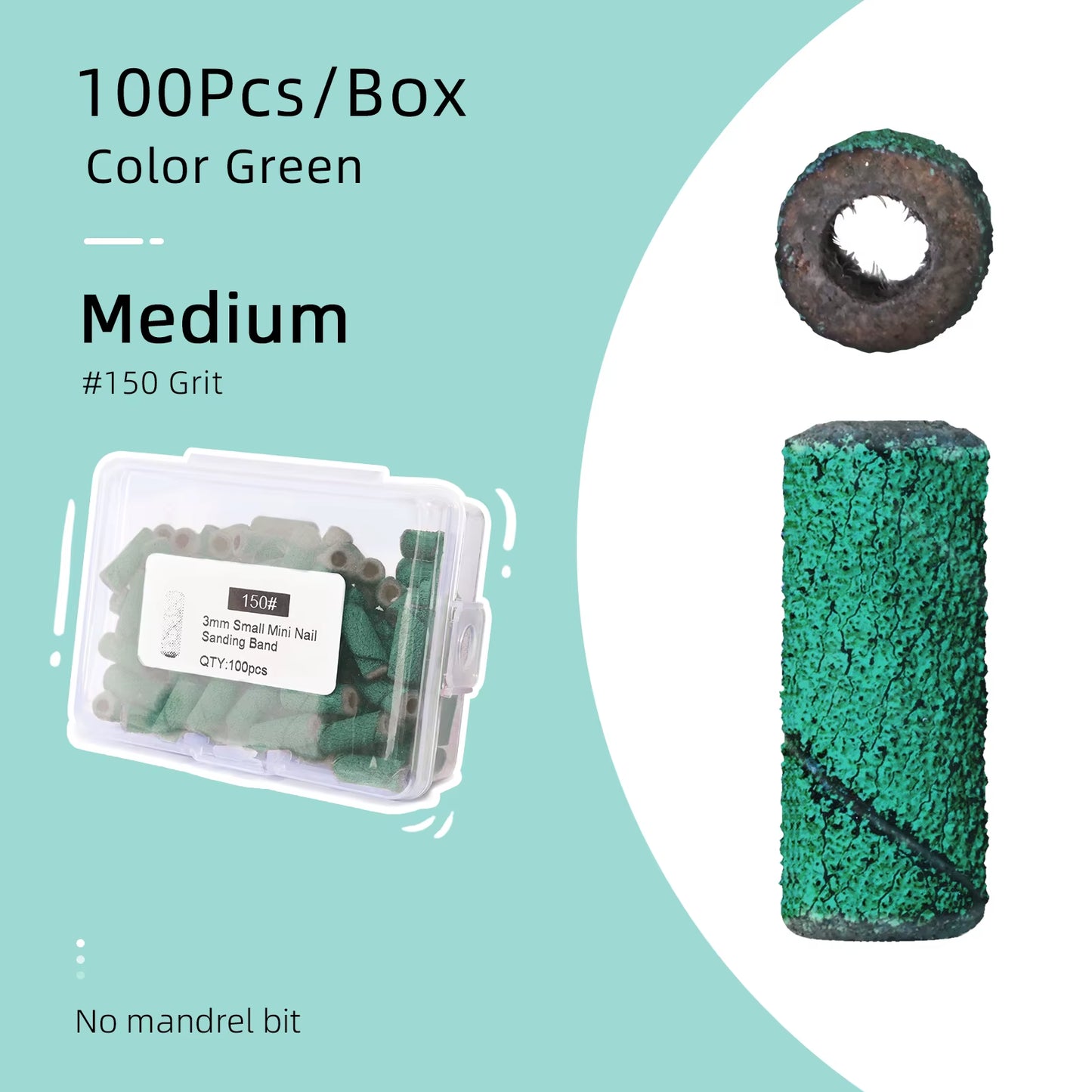 3Mm Small Sanding Bands for Nail Drill Mini Sand Band File Polishing Nails Cuticle Clean No Stainless Steel Mandrel Bit