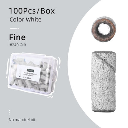3Mm Small Sanding Bands for Nail Drill Mini Sand Band File Polishing Nails Cuticle Clean No Stainless Steel Mandrel Bit